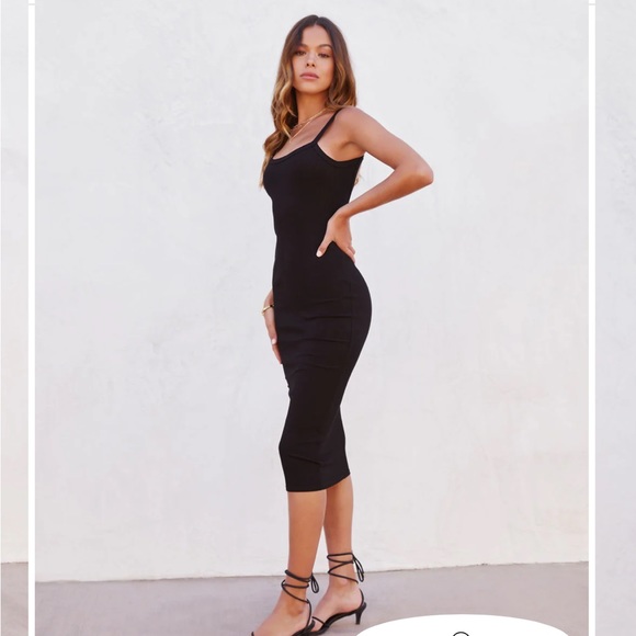 GOOD FOR LIFE RIBBED MIDI DRESS - BLACK - Picture 4 of 6
